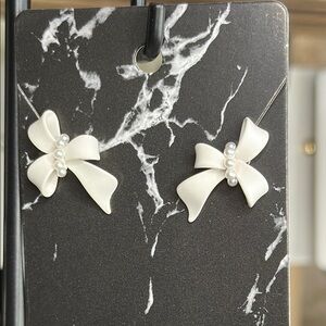 Elegant White Bow Earrings